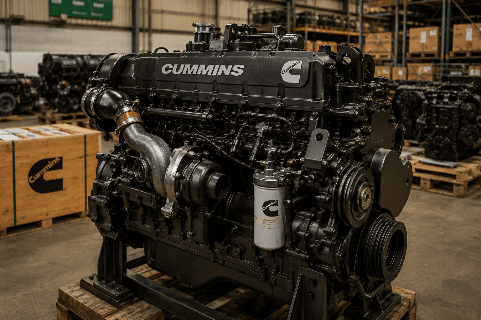 Industrial diesel engine prepared for generator power applications