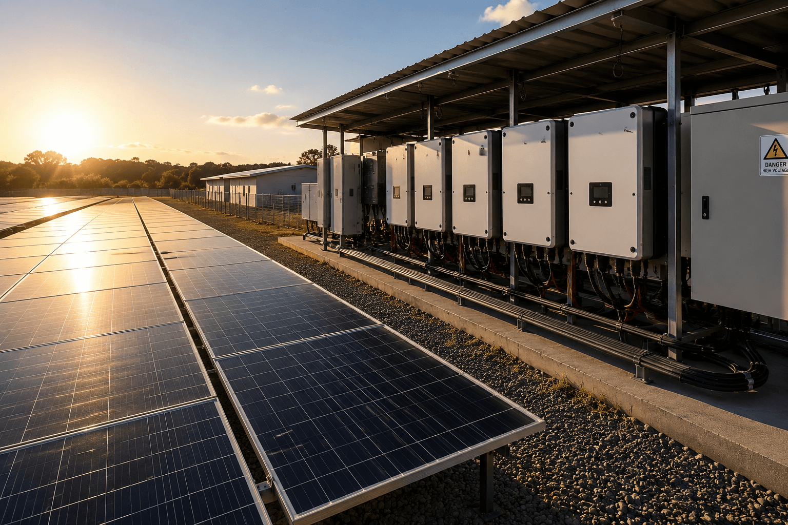 Ground-mounted PV solar array supporting hybrid power infrastructure
